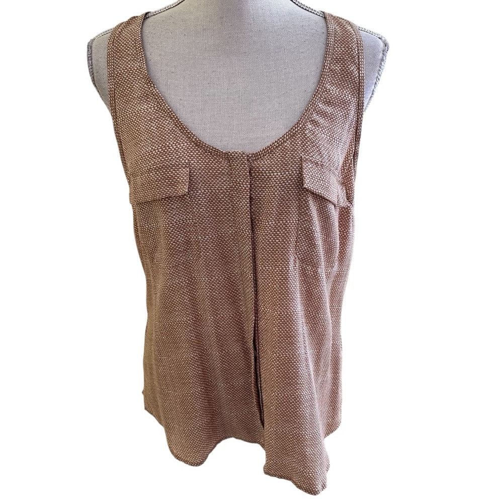 Joie Brown/Cream Small Geometric Print Silk Sleeveless Tank S